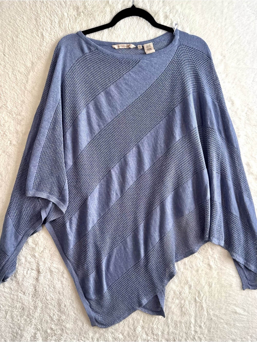 Soft Surroundings Beach Boho Blue Breeze Cozy Core Nights Poncho One Size Blue